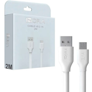 CABLE 1HORA V8 CARGA Y DATOS CAJA BLANCA 2MT