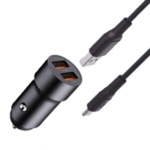 CARGADOR P/AUTO G-TIDE 2USB 12W + CABLE USB-C CC12